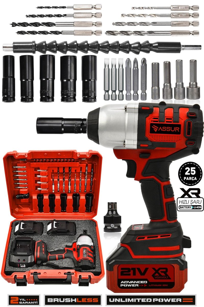 Assur 21V Çift Akü Kömürsüz Darbeli 500Nm Somun Bijon Sıkma Sökme Matkap
            
            
                (ASR194-02-9)