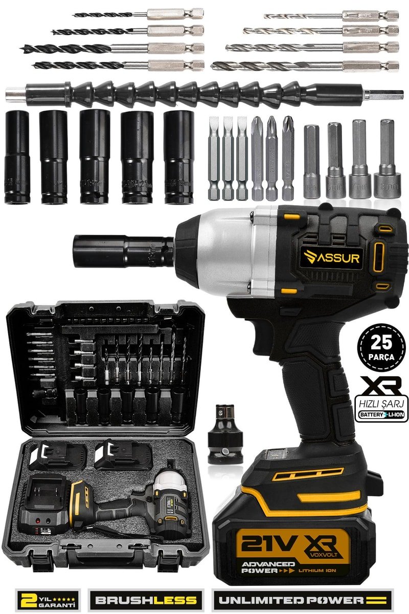 Assur 21V Çift Akü Kömürsüz Darbeli 500Nm Somun Bijon Sıkma Sökme Matkap
            
            
                (ASR195-02-9)