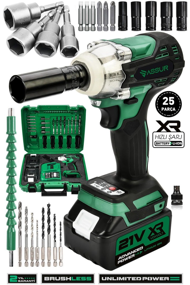 Assur 21V Çift Akü Kömürsüz Darbeli Matkap Somun Sökme Sıkma
            
            
                (ASR192-02-9)