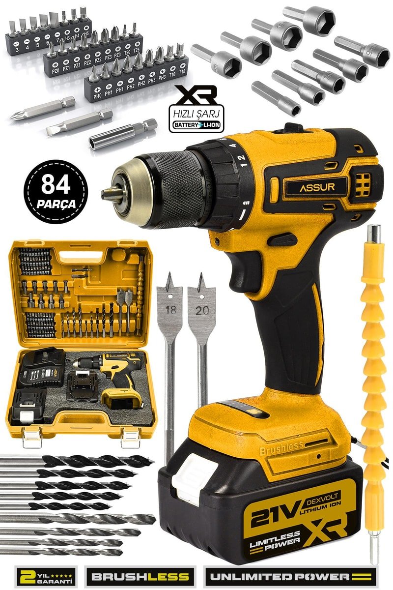 Assur 21V Çift Akü Kömürsüz Motor Şarjlı Matkap Akülü Vidalama
            
            
                (ASR020-02-2)