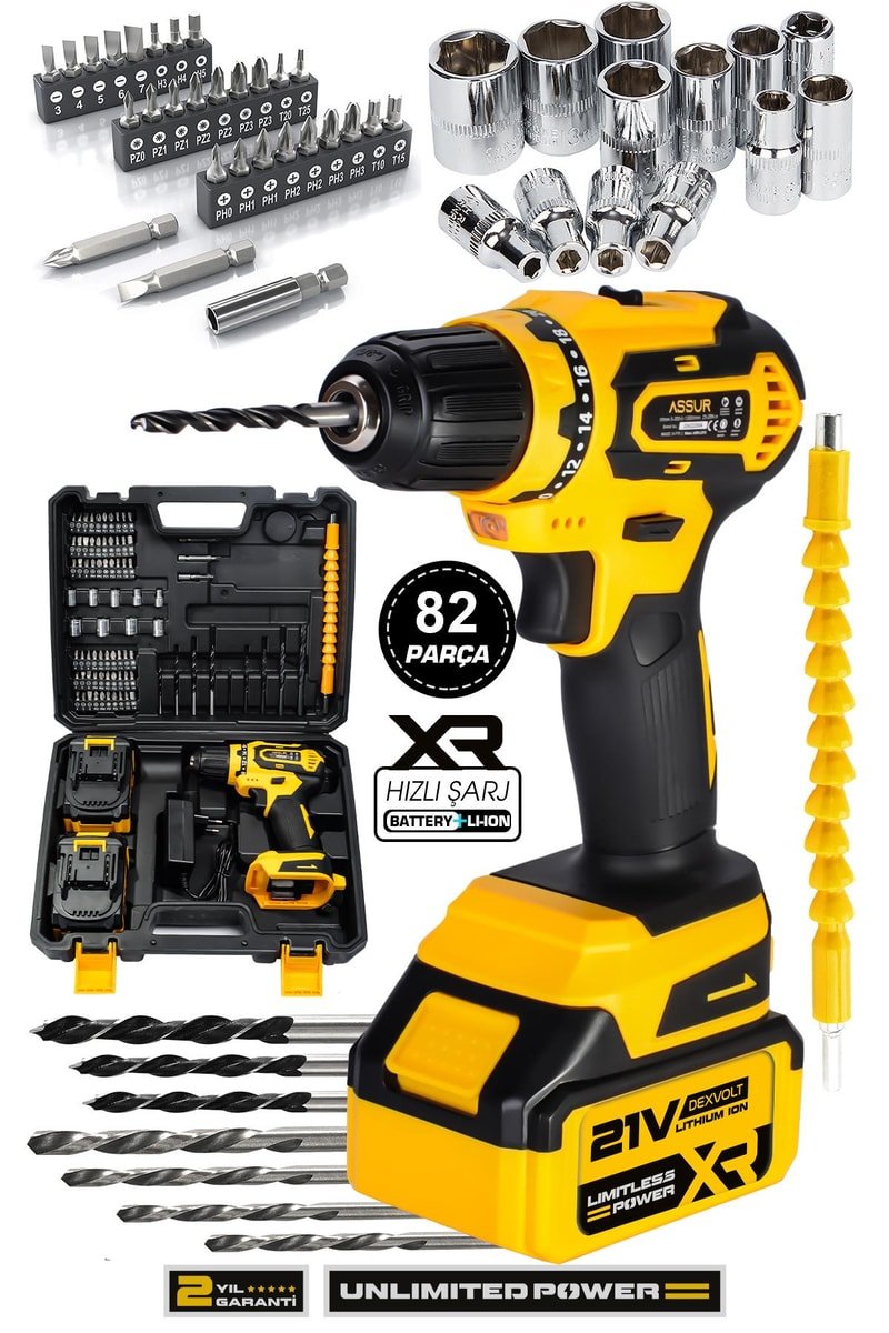 Assur 21V Çift Akü Şarjlı Matkap Çelik Şanzıman Bakır Sargılı Akülü Vidalama
            
            
                (ASR028-02-2)