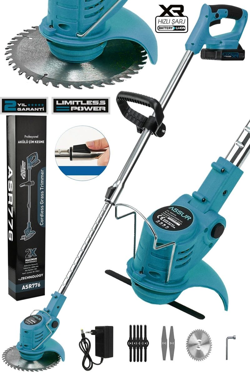 Assur 21V Çift Akü Uzatma Kollu Çalı Ot Çim Biçme Şarjlı Tırpan
            
            
                (ASR776-02-26)