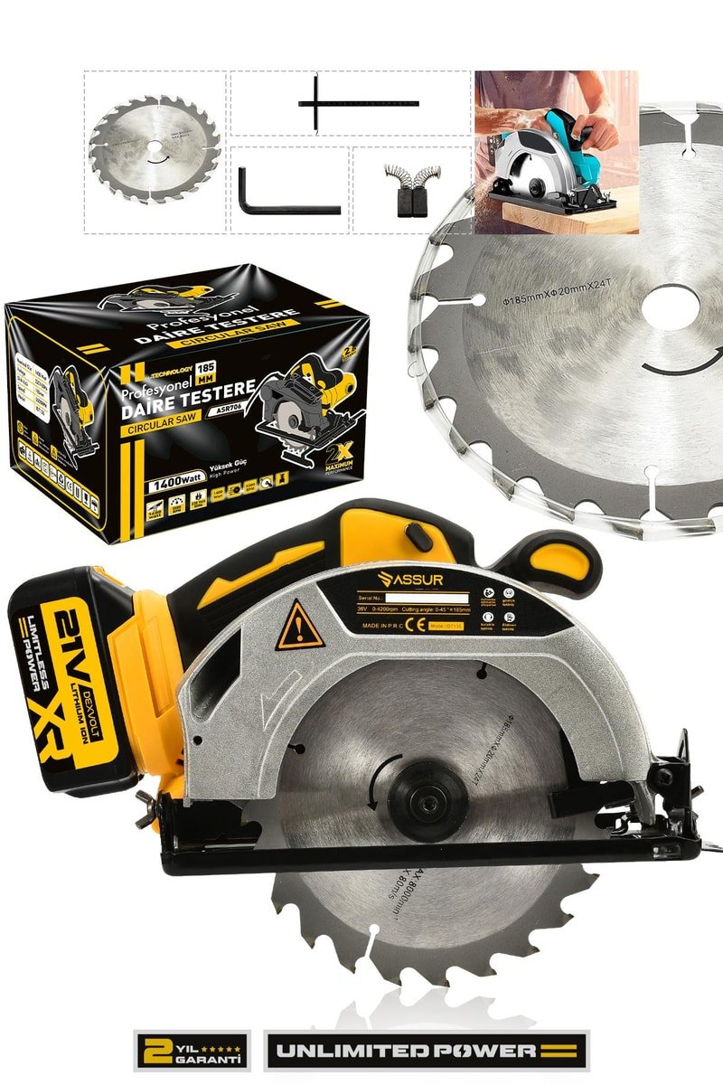 Assur 21V Çift Akülü 4200 Rpm Şarjlı Daire Testere 185mm Ahşap Seramik Kesme
            
            
                (ASR712-02-14)