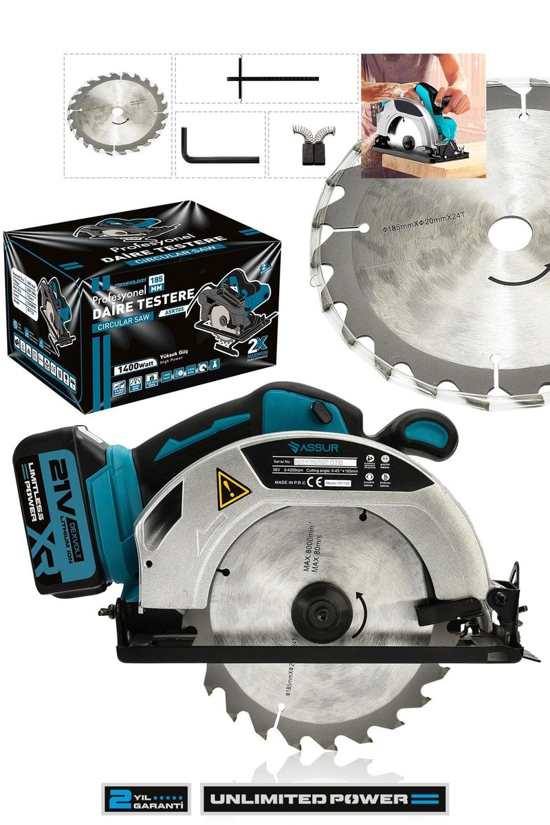 Assur 21V Çift Akülü 4200rpm Şarjlı Daire Testere 185 Mm Ahşap Seramik Kesme
            
            
                (ASR711-02-08)