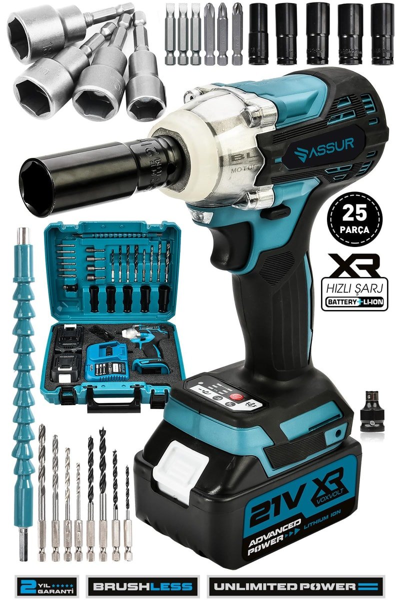 Assur 21V Çift Akülü 450Nm Tork Somun Sıkma Sökme Kömürsüz Darbeli Matkap
            
            
                (ASR053-02-02)