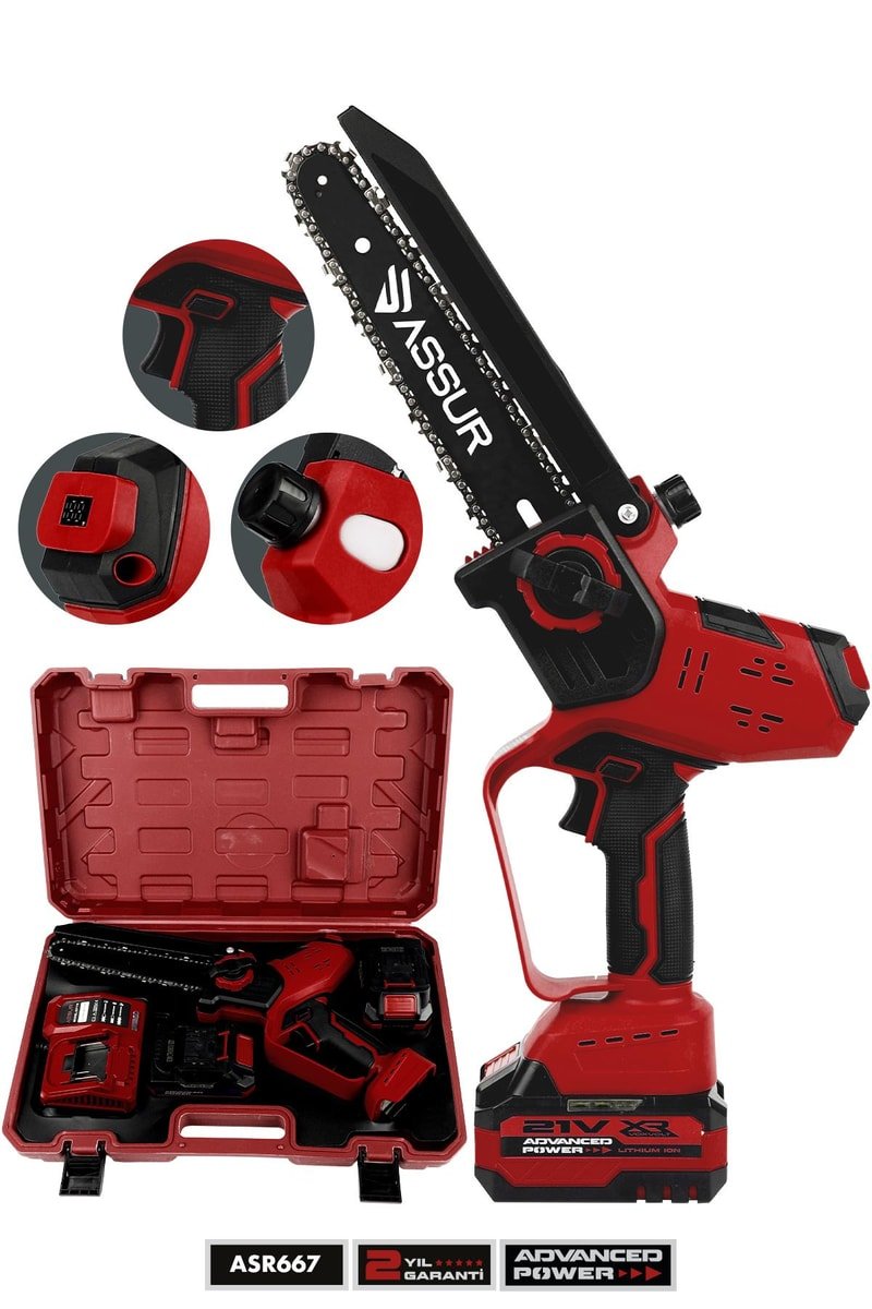 ASSUR 21V Çift Akülü 8 İnç Otomatik Yağlamalı ve Dijital Göstergeli Budama Testeresi
            
            
                (ASR667-18)