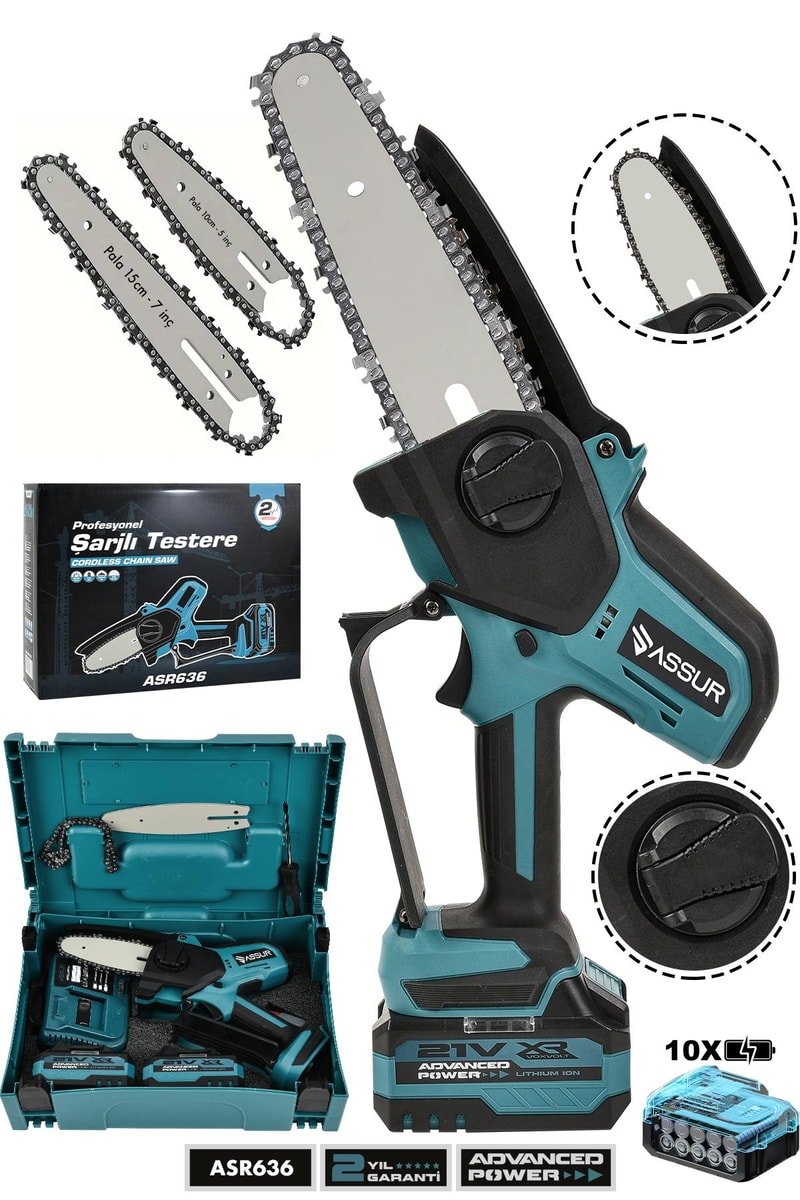 Assur 21V Çift Akülü Ağaç Odun Dal Kesme Şarjlı Budama Testeresi
            
            
                (ASR636-02-24)