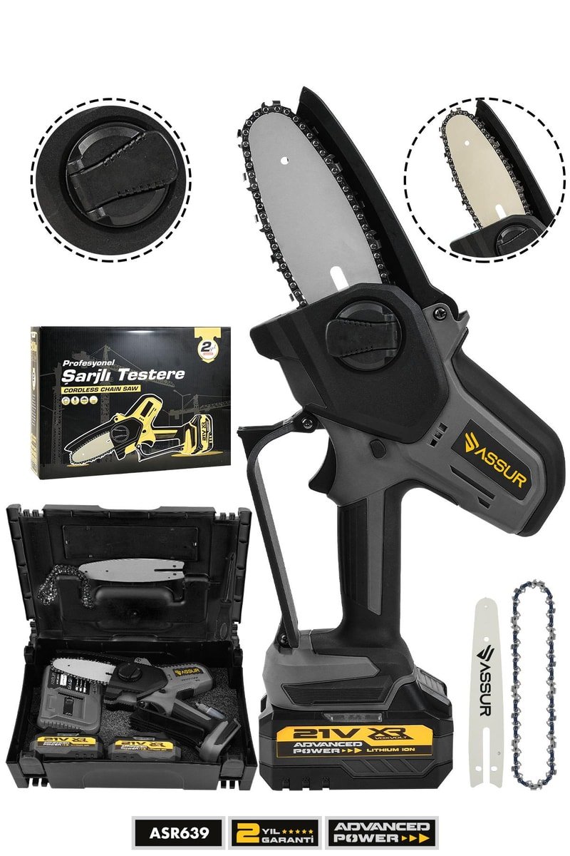 Assur 21V Çift Akülü Ağaç Odun Dal Kesme Şarjlı Budama Testeresi
            
            
                (ASR639-02-24)