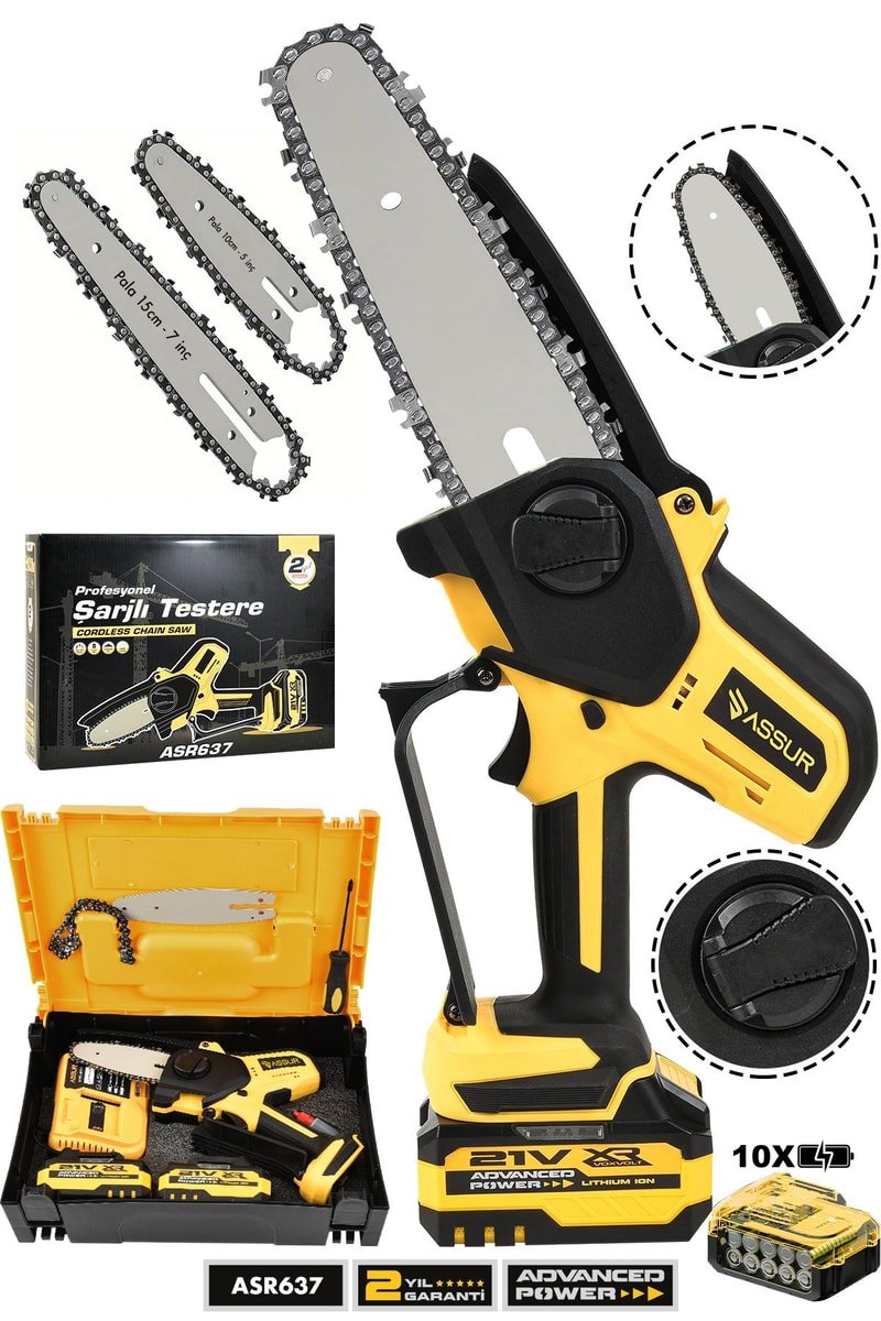 Assur 21V Çift Akülü Ağaç Odun Kesme Şarjlı Dal Budama Testeresi
            
            
                (ASR637-02-18)