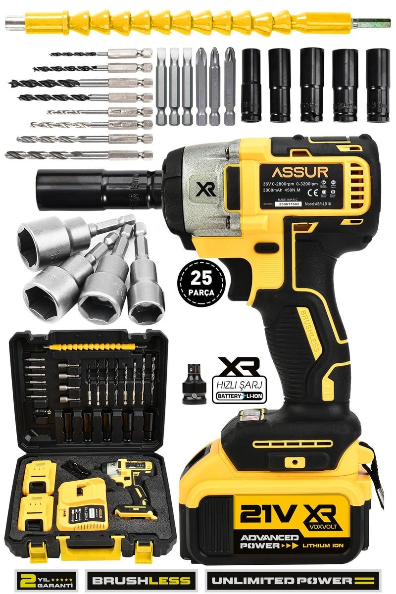 Assur 21V Çift Akülü Bijon Somun Sıkma Sökme Matkap Kömürsüz Darbeli
            
            
                (ASR051-02-09)
