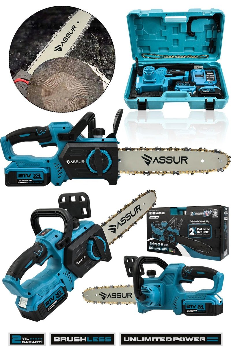 Assur 21V Çift Akülü Dal Ağaç Kesme Motoru Testere Makinesi
            
            
                (ASR764-02-21)