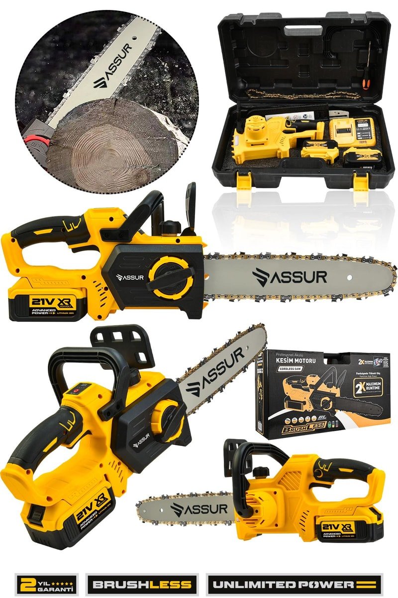 Assur 21V Çift Akülü Dal Ağaç Kesme Motoru Testere Makinesi
            
            
                (ASR765-02-24)