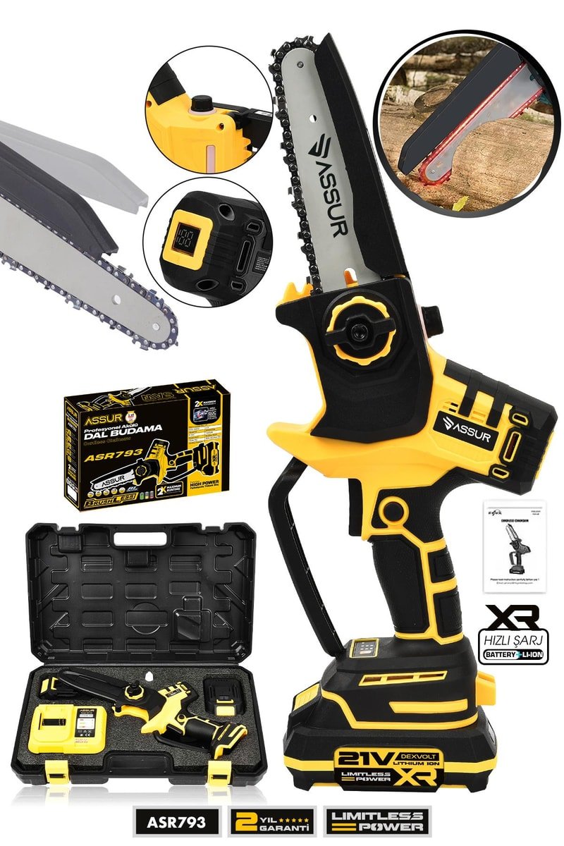 Assur 21V Çift Akülü Dal Budama Makinesi El Testeresi Kesim Motoru
            
            
                (ASR793-02-18)