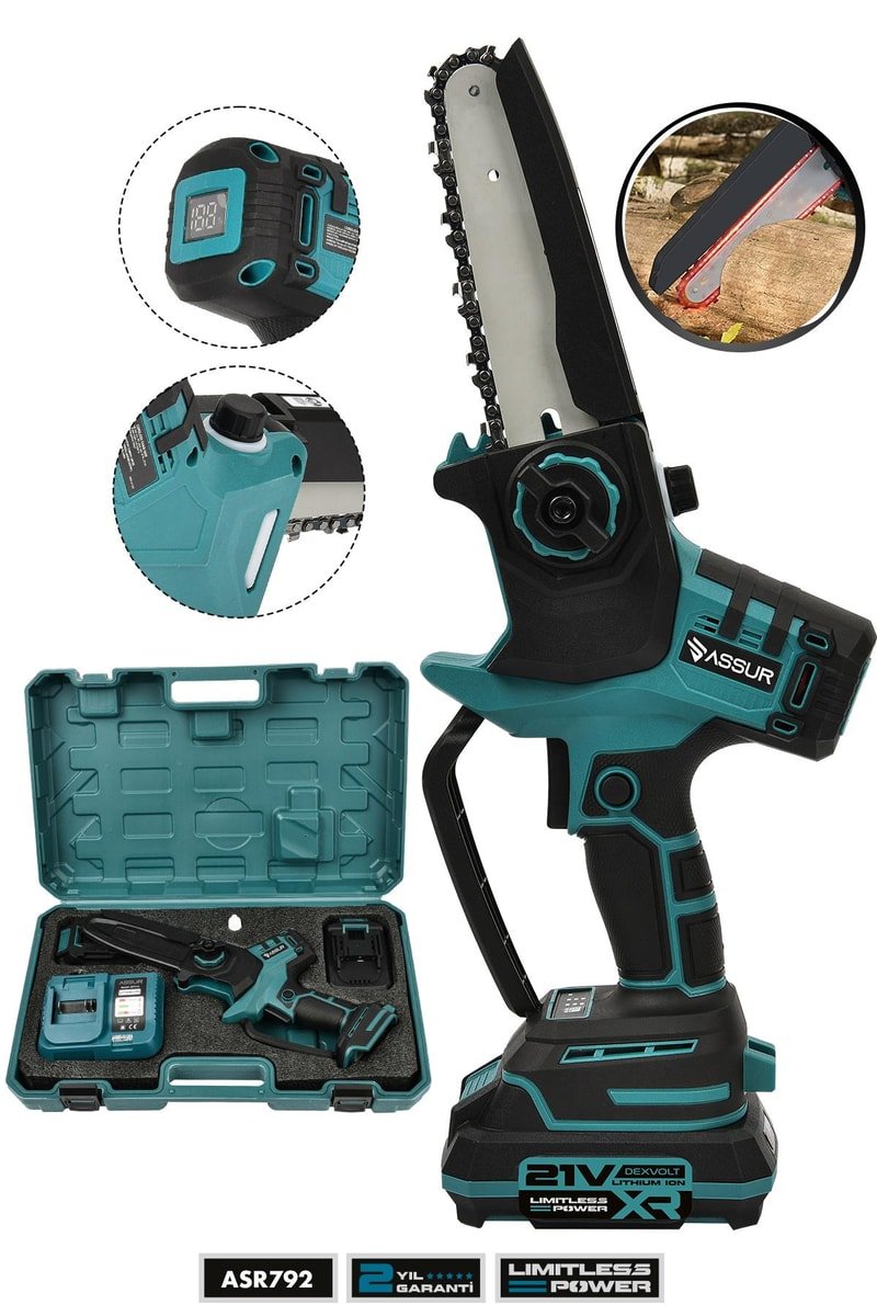 Assur 21V Çift Akülü El Testeresi Kesim Motoru Dal Budama Makines
            
            
                (ASR792-02-18)