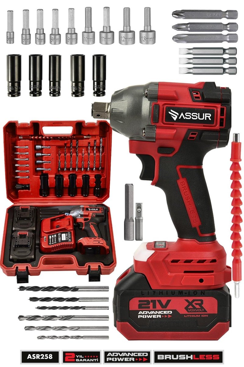 Assur 21V Çift Akülü Kömürsüz Darbeli Matkap Somun Sıkma Sökme
            
            
                (ASR258-02-09)