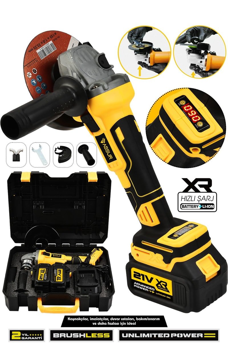 Assur 21V Çift Akülü Kömürsüz Şarjlı 125mm Avuç Taşlama
            
            
                (ASR326-02-05)