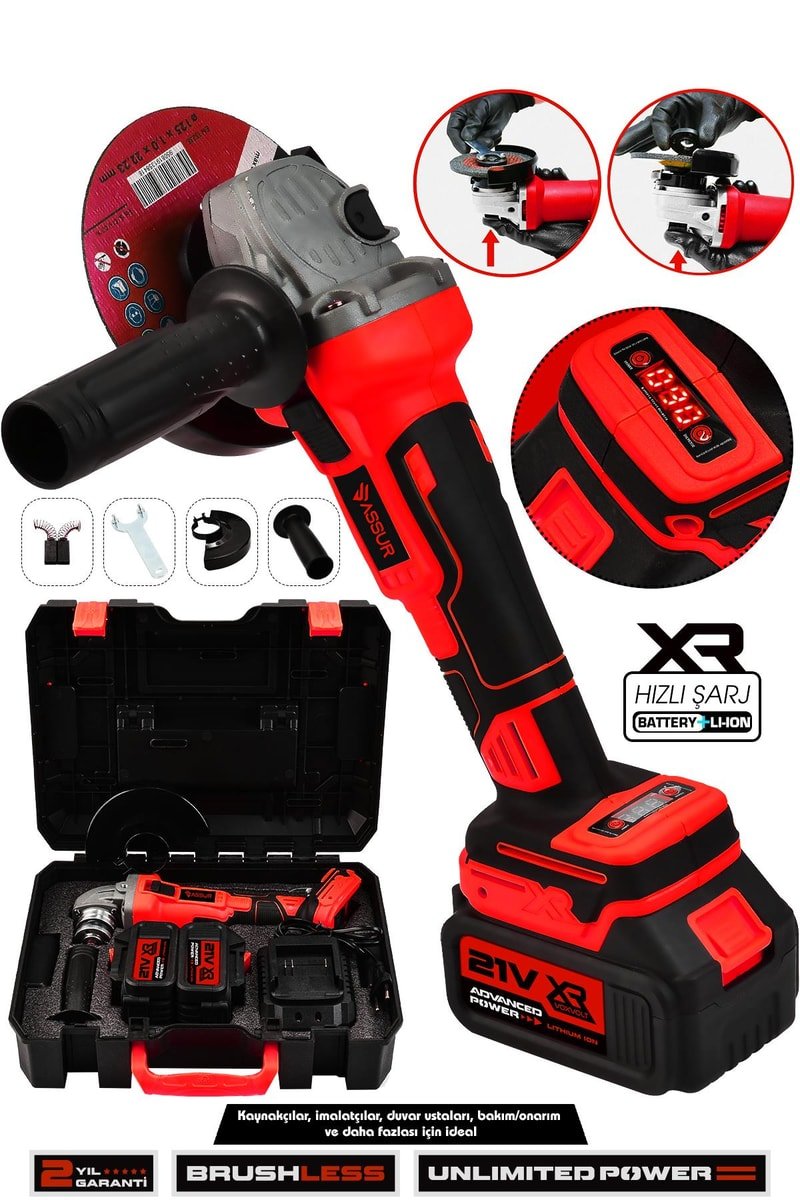 Assur 21V Çift Akülü Kömürsüz Şarjlı 125mm Avuç Taşlama
            
            
                (ASR327-02-05)