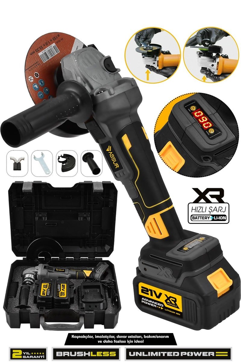 Assur 21V Çift Akülü Kömürsüz Şarjlı 125mm Avuç Taşlama
            
            
                (ASR328-02-05)