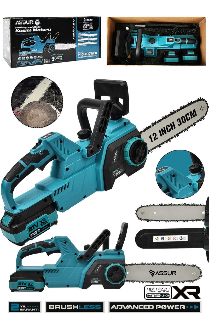 Assur 21V Çift Akülü Şarjlı Dal Budama Makinesi Testeresi Kesim Motoru
            
            
                (ASR784-02-18)