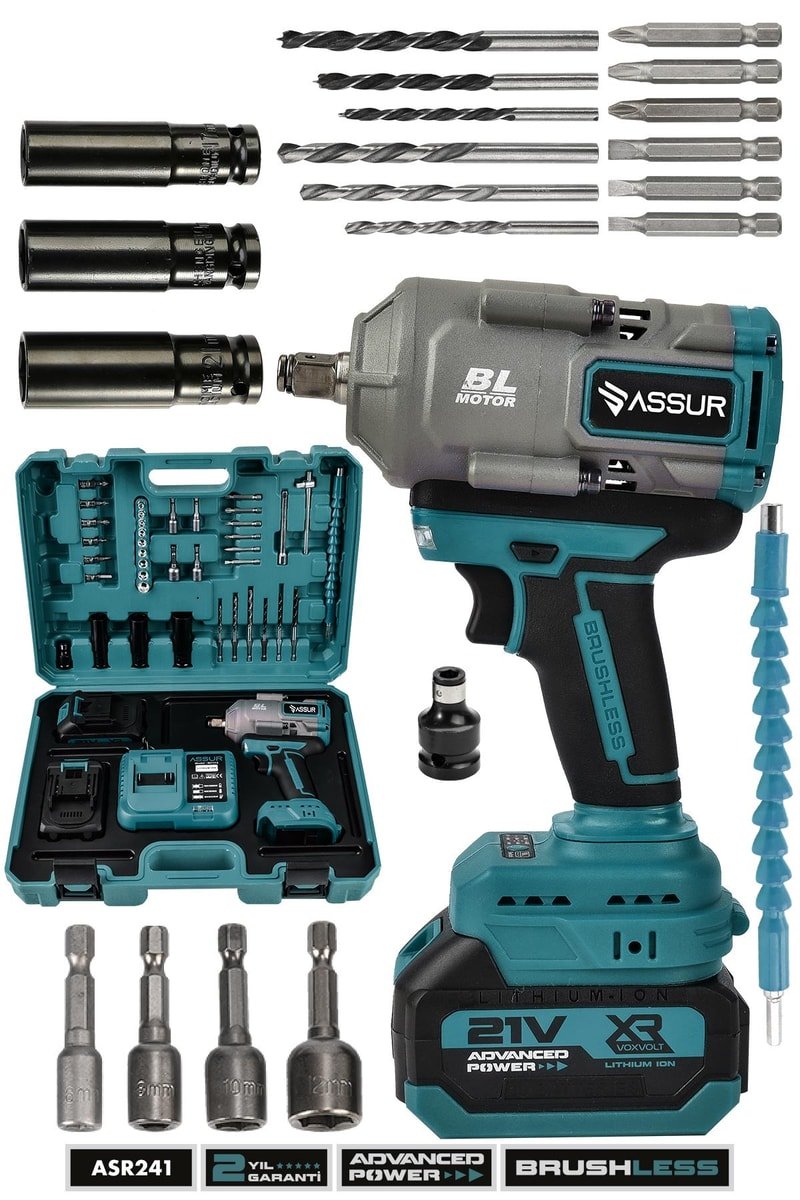 Assur 21V Çift Akülü Şarjlı Matkap 1100Nm Torklu Somun Sıkma Sökme
            
            
                (ASR241-02-09)