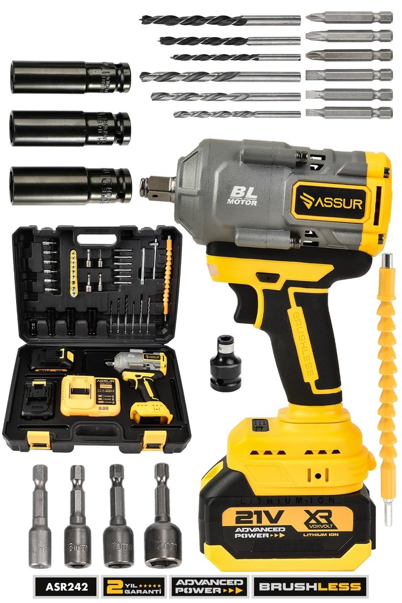 Assur 21V Çift Akülü Şarjlı Matkap 1100Nm Torklu Somun Sıkma Sökme
            
            
                (ASR242-02-09)