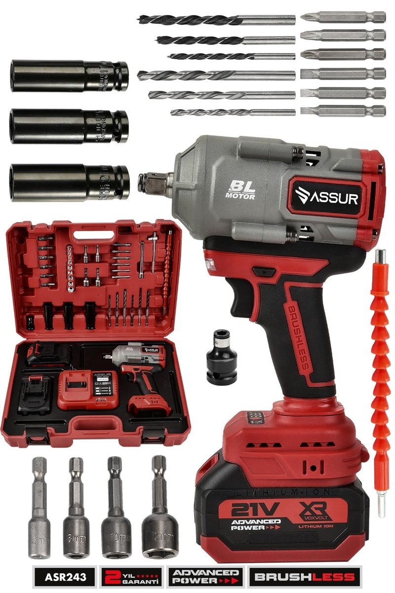 Assur 21V Çift Akülü Şarjlı Matkap 1100Nm Torklu Somun Sıkma Sökme
            
            
                (ASR243-02-09)