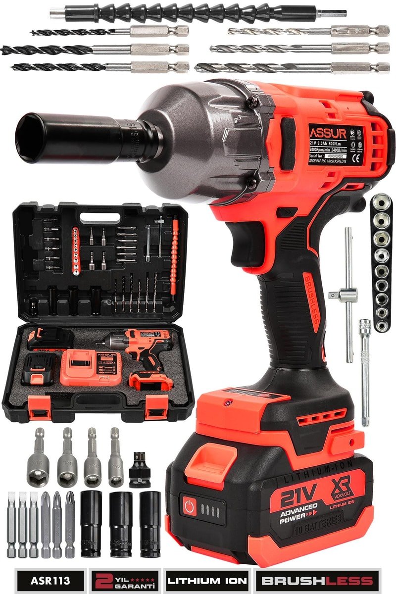 Assur 21V Çift Akülü Şarjlı Matkap 800Nm Somun Sıkma Sökme
            
            
                (ASR113-02-9)