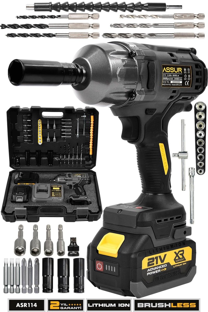 Assur 21V Çift Akülü Şarjlı Matkap 800Nm Somun Sıkma Sökme
            
            
                (ASR114-02-1)