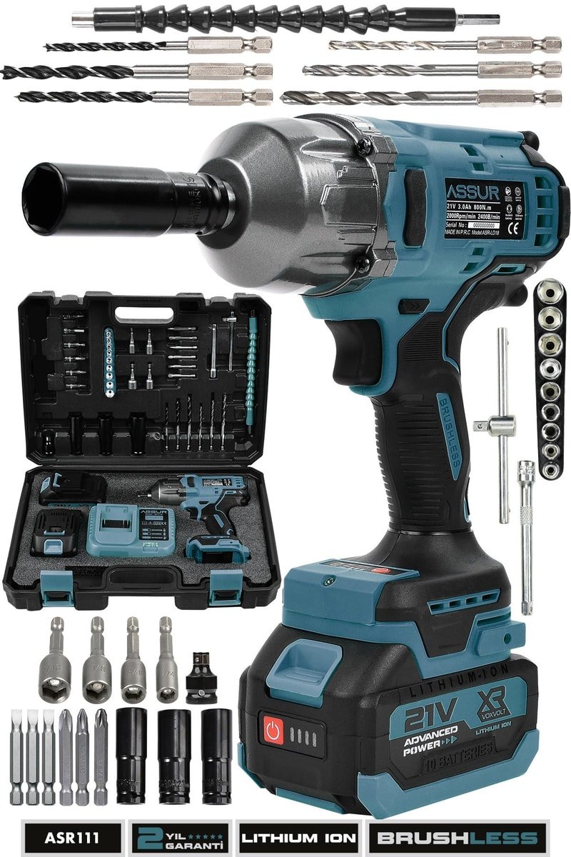 Assur 21V Çift Akülü Şarjlı Matkap 800Nm Torklu Somun Sıkma Sökme
            
            
                (ASR111-02-1)