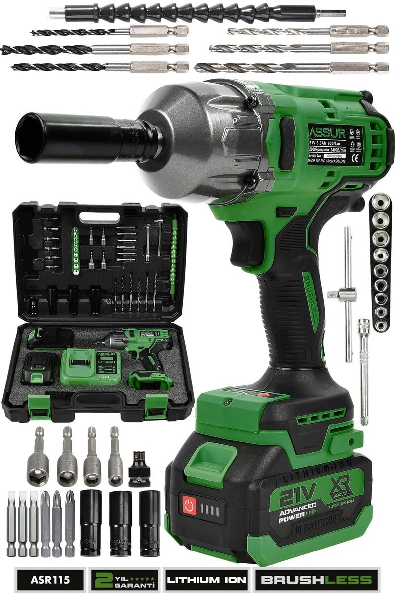 Assur 21V Çift Akülü Şarjlı Matkap 800Nm Torklu Somun Sıkma Sökme
            
            
                (ASR115-02-9)