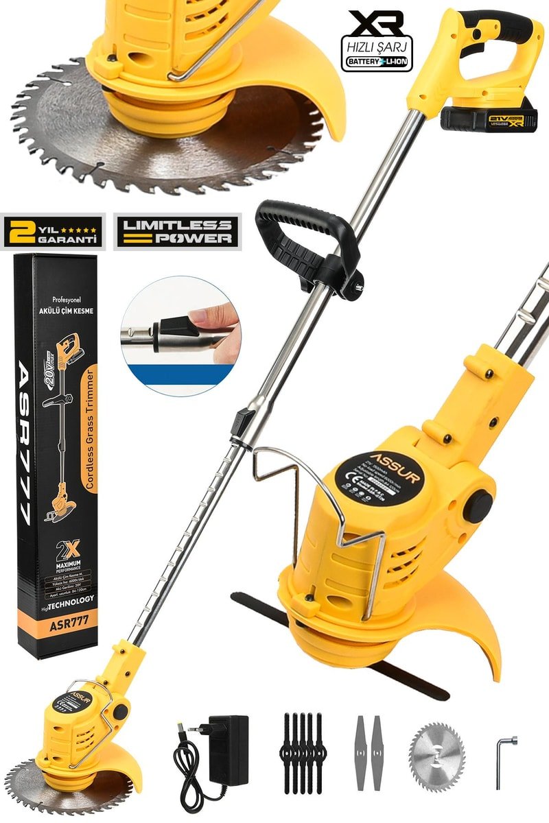 Assur 21V Çift Akülü Teleskopik Kol Çalı Ot Çim Biçme Şarjlı Tırpan
            
            
                (ASR777-02-25)