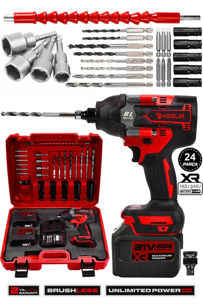 Assur 21V Çift Akülü Vidalama Darbeli Kömürsüz 800Nm Somun Sökme Sıkma
            
            
                (ASR080-02-9)