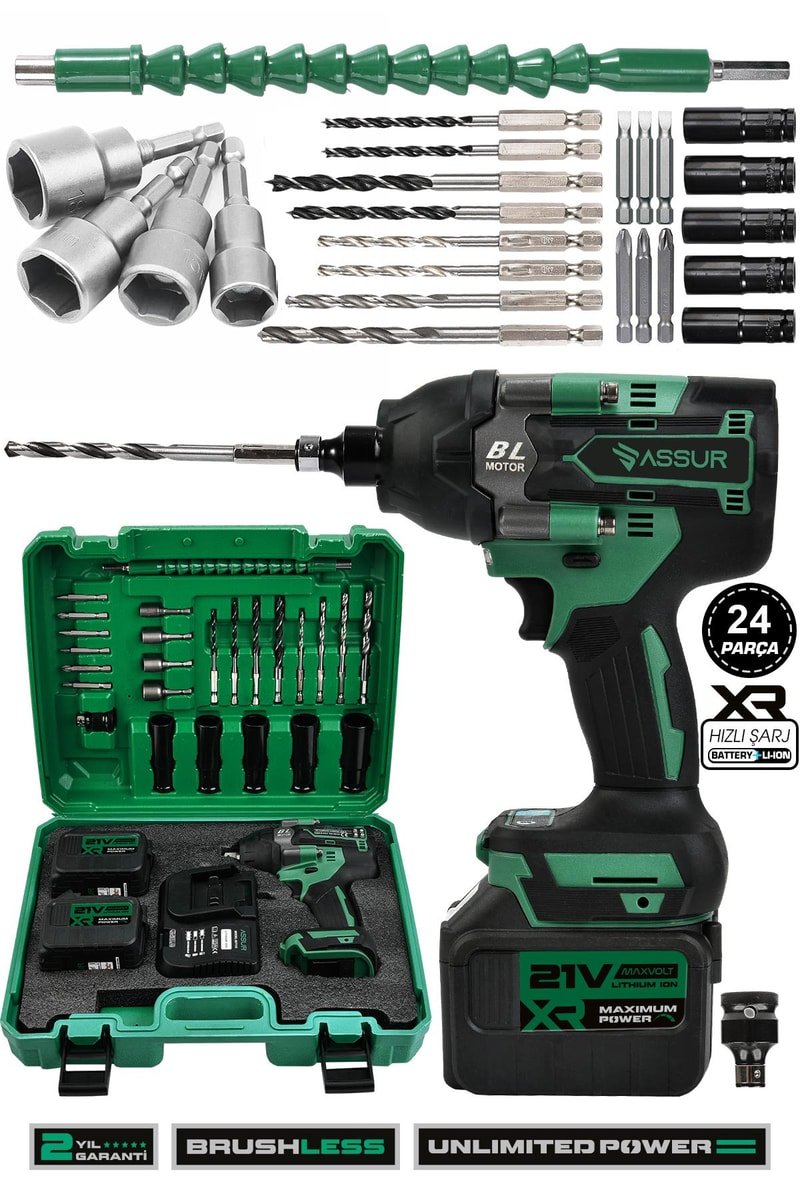 Assur 21V Çift Akülü Vidalama Darbeli Kömürsüz 800Nm Somun Sökme Sıkma
            
            
                (ASR082-02-9)