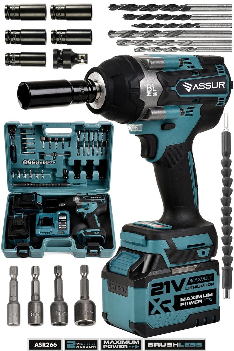 Assur 21V Çift Akülü Vidalama Matkap Darbeli Kömürsüz 700Nm Somun Sökme Sıkma
            
            
                (ASR266-02-09)