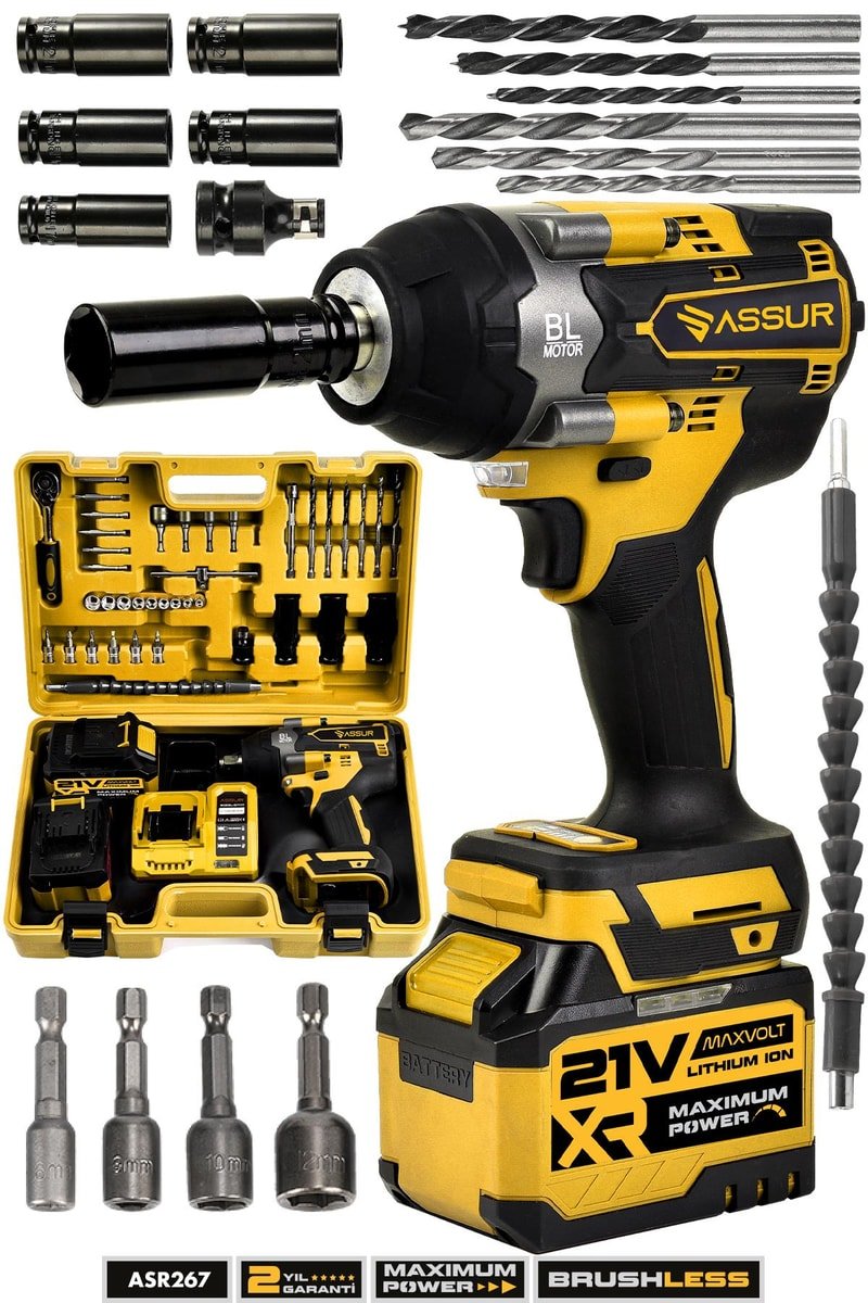 Assur 21V Çift Akülü Vidalama Matkap Darbeli Kömürsüz 700Nm Somun Sökme Sıkma
            
            
                (ASR267-02-09)