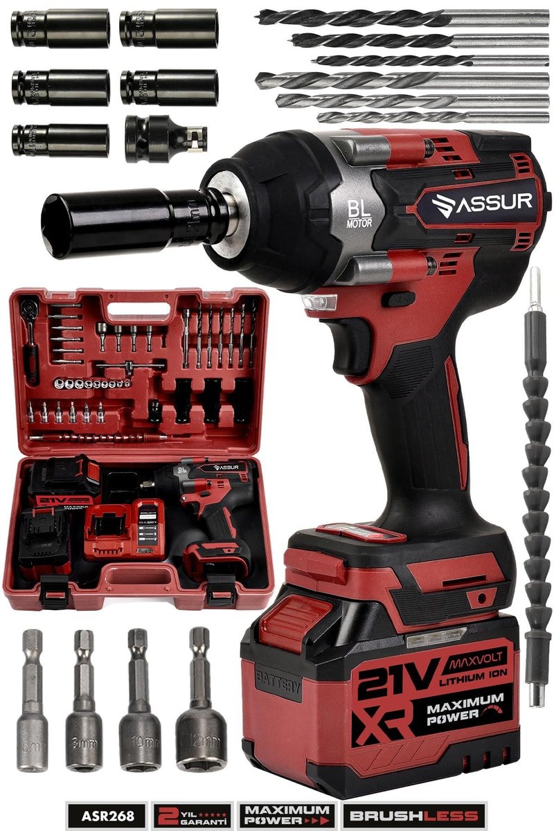Assur 21V Çift Akülü Vidalama Matkap Darbeli Kömürsüz 700Nm Somun Sökme Sıkma
            
            
                (ASR268-02-09)