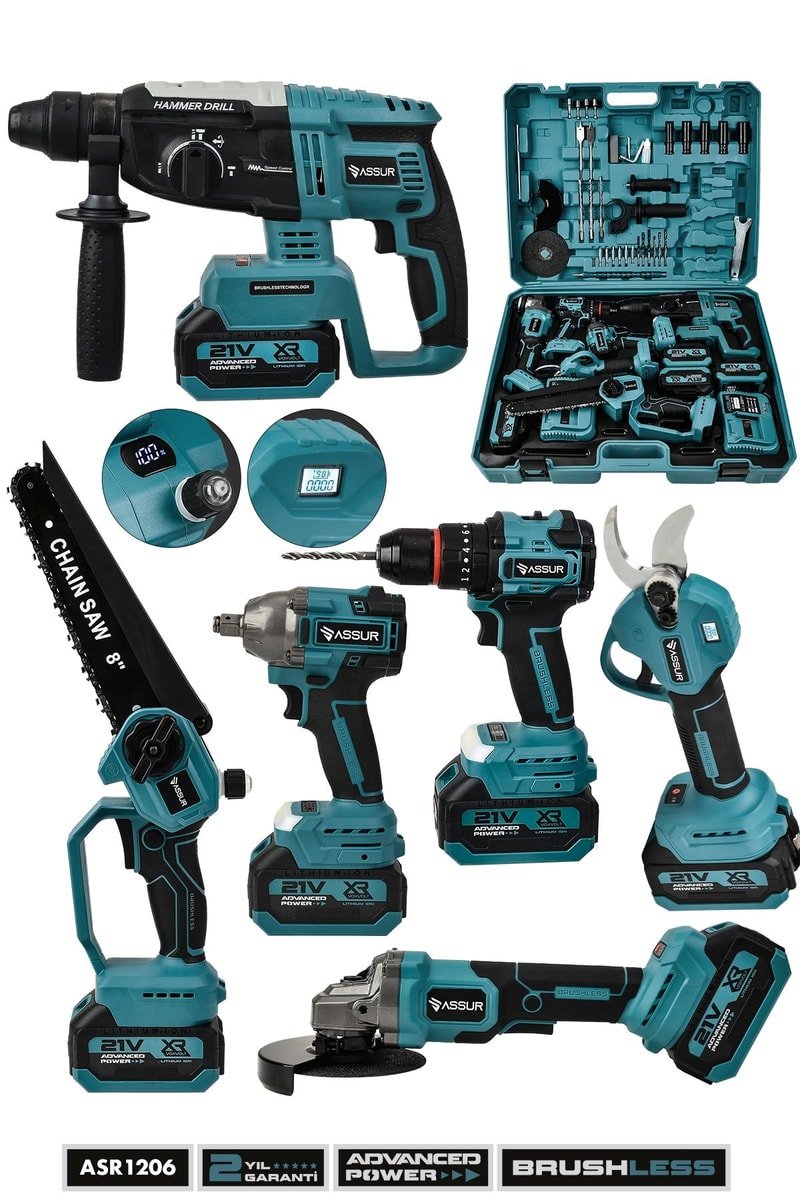Assur 21V Darbeli Kömürsüz 6'lı Set K.D. Hilti-Taşlama-S.S. Sökme-Testere-Makas-Akülü Vidalama
            
            
                (ASR1206-02-2)