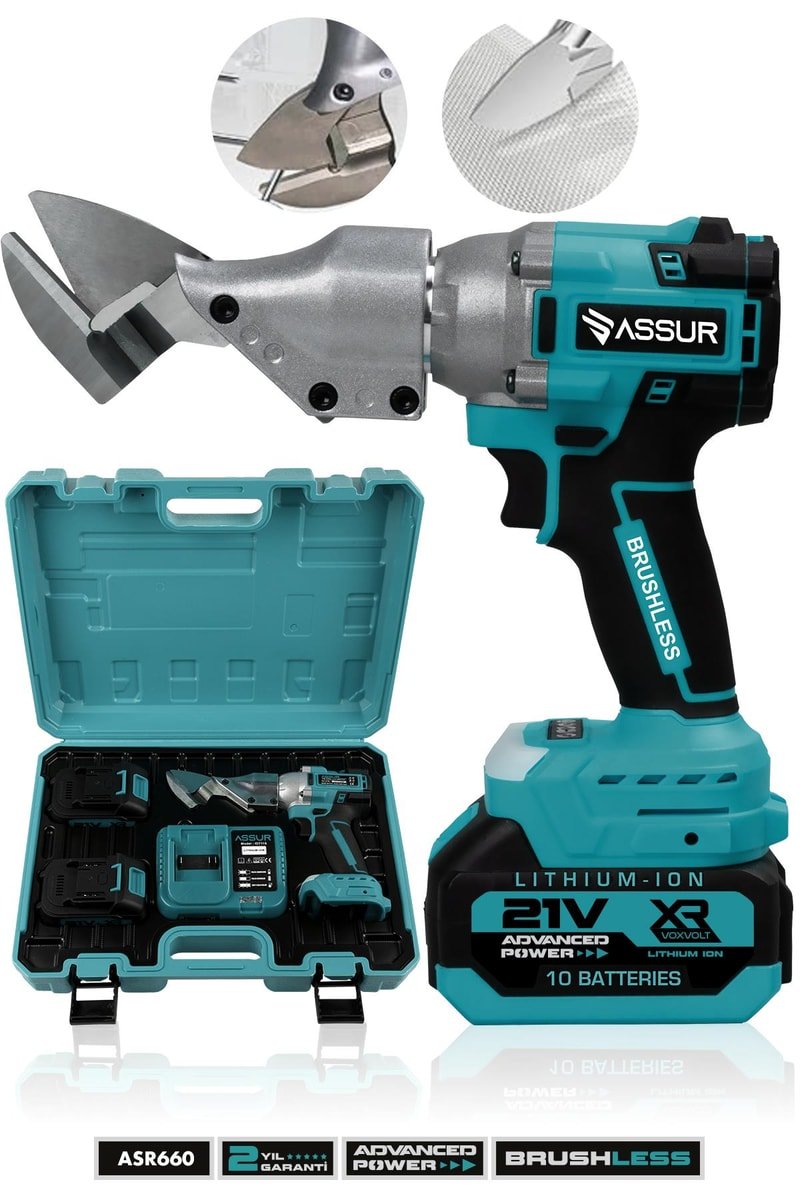 Assur 21V Kömürsüz Motor Akülü Sac Makası Seti - Çift Akülü Çantalı Metal & Tel & Sac Kesim Makası
            
            
                (ASR660-8)