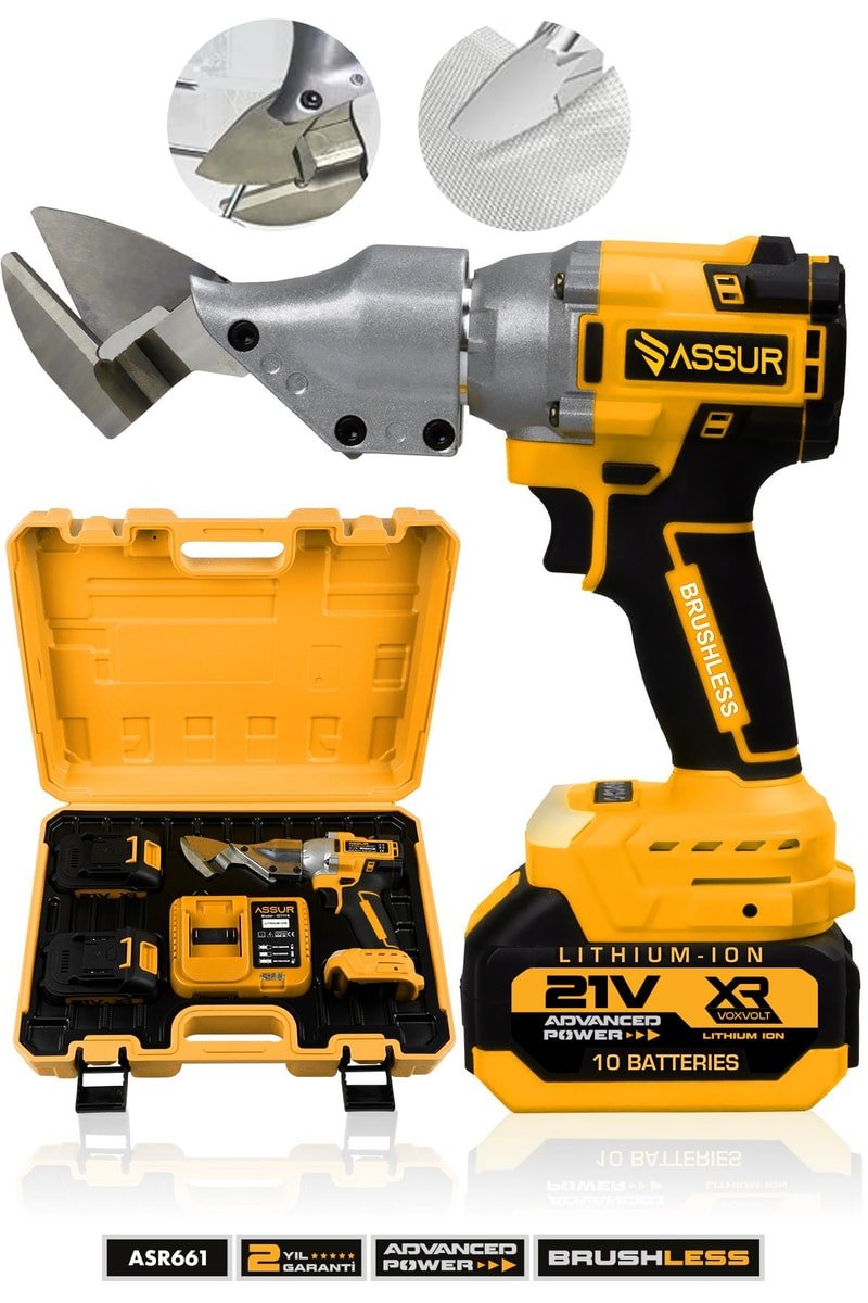 Assur 21V Kömürsüz Motor Akülü Sac Makası Seti - Çift Akülü Çantalı Metal & Tel & Sac Kesim Makası
            
            
                (ASR661-8)