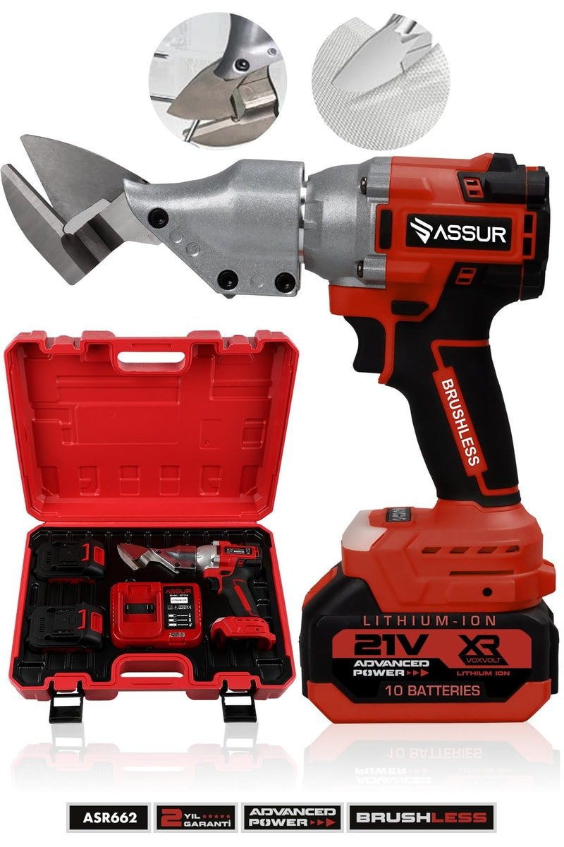 Assur 21V Kömürsüz Motor Akülü Sac Makası Seti - Çift Akülü Çantalı Metal & Tel & Sac Kesim Makası
            
            
                (ASR662-8)
