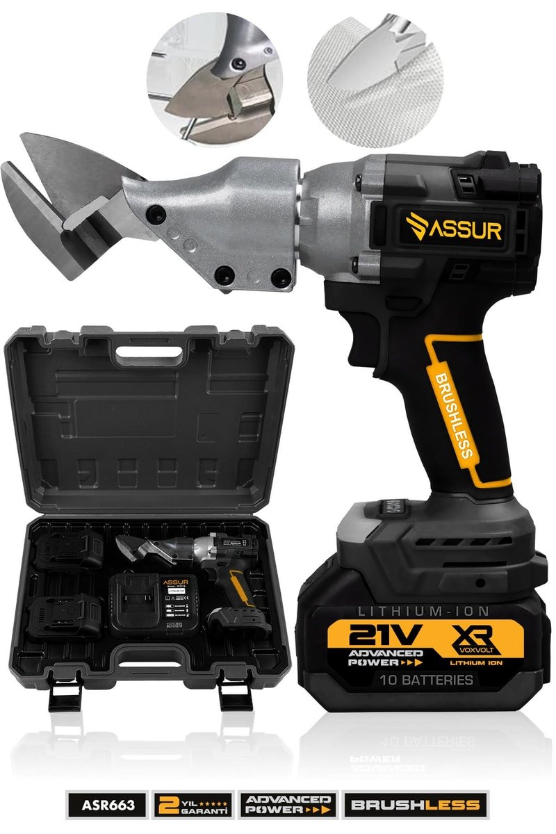 Assur 21V Kömürsüz Motor Akülü Sac Makası Seti - Çift Akülü Çantalı Metal & Tel & Sac Kesim Makası
            
            
                (ASR663-8)