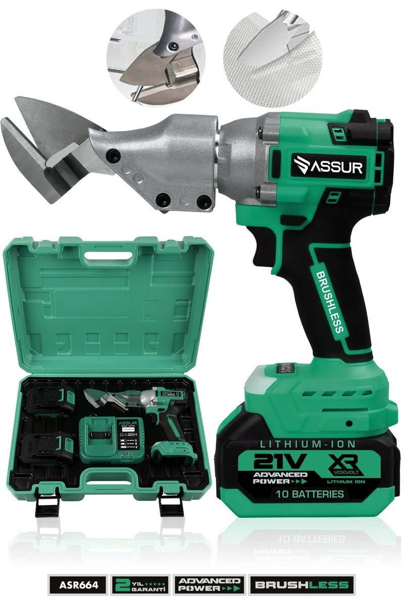 Assur 21V Kömürsüz Motor Akülü Sac Makası Seti - Çift Akülü Çantalı Metal & Tel & Sac Kesim Makası
            
            
                (ASR664-8)