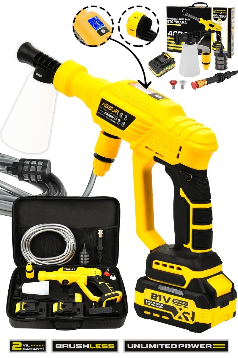 Assur 21V Kömürsüz Motor Yüksek Basınçlı Akülü Oto Araba Yıkama Makinesi Şarjlı
            
            
                (ASR432-02-48)
