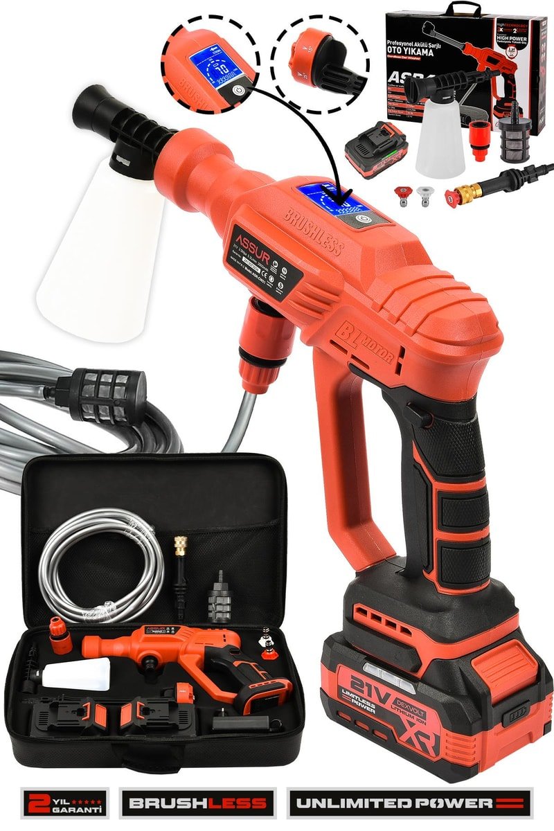 Assur 21V Kömürsüz Motor Yüksek Basınçlı Akülü Oto Araba Yıkama Makinesi Şarjlı
            
            
                (ASR433-02-48)