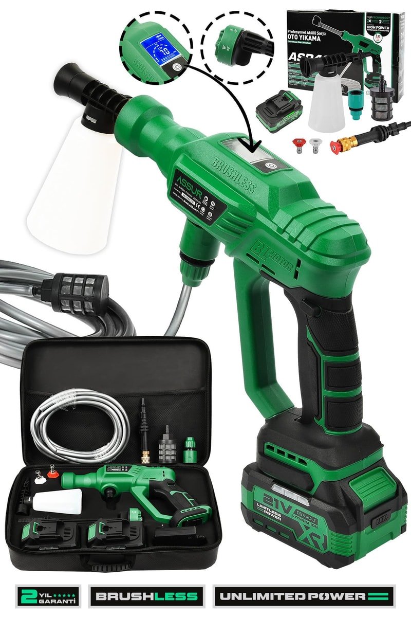 Assur 21V Kömürsüz Motor Yüksek Basınçlı Akülü Oto Araba Yıkama Makinesi Şarjlı
            
            
                (ASR435-02-48)