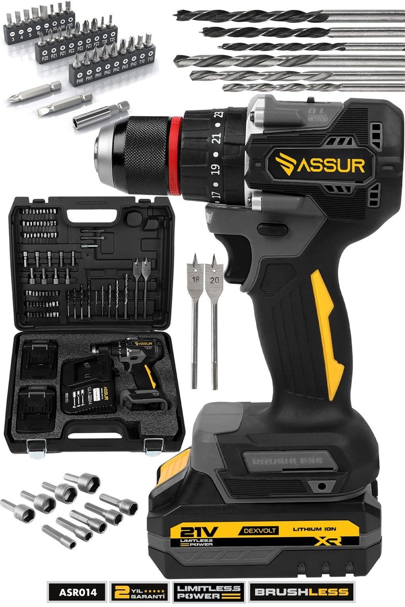 Assur 21V Şarjlı Matkap Kömürsüz Çelik Mandren Darbeli Akülü Vidalama
            
            
                (ASR016-02-2)