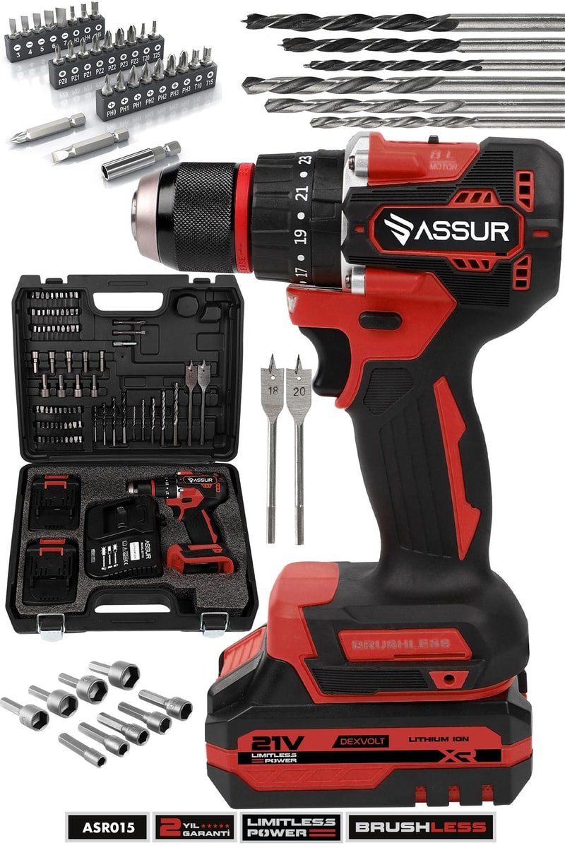 Assur 21V Şarjlı Matkap Kömürsüz Motor Çelik Mandren Darbeli Akülü Vidalama
            
            
                (ASR015-02-2)