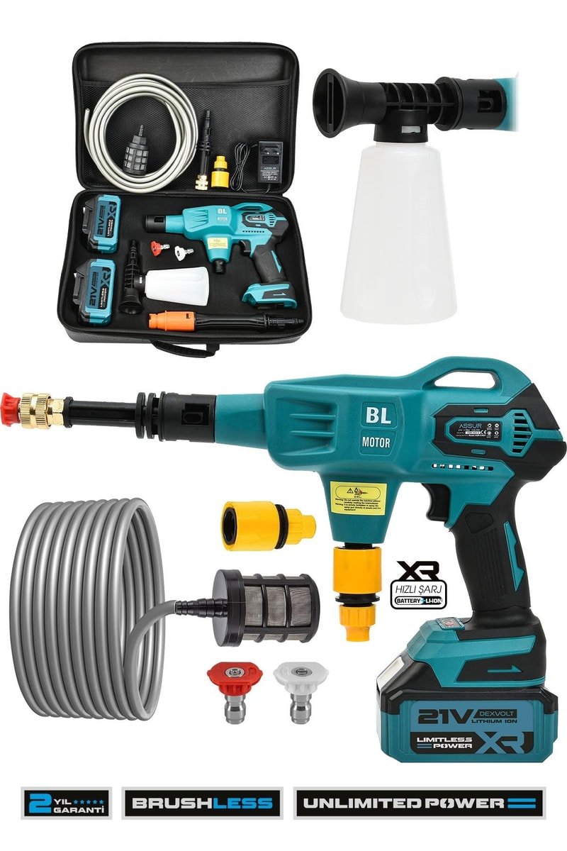 Assur 21V Yüksek Basınçlı Kömürsüz Motor Akülü Oto Araba Yıkama Makinesi Şarjlı
            
            
                (ASR409-02-48)