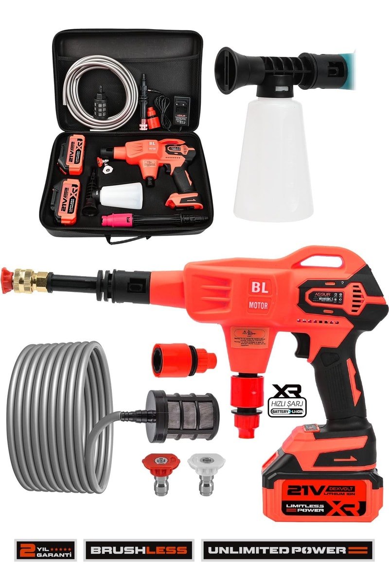 Assur 21V Yüksek Basınçlı Kömürsüz Motor Akülü Oto Araba Yıkama Makinesi Şarjlı
            
            
                (ASR411-02-48)