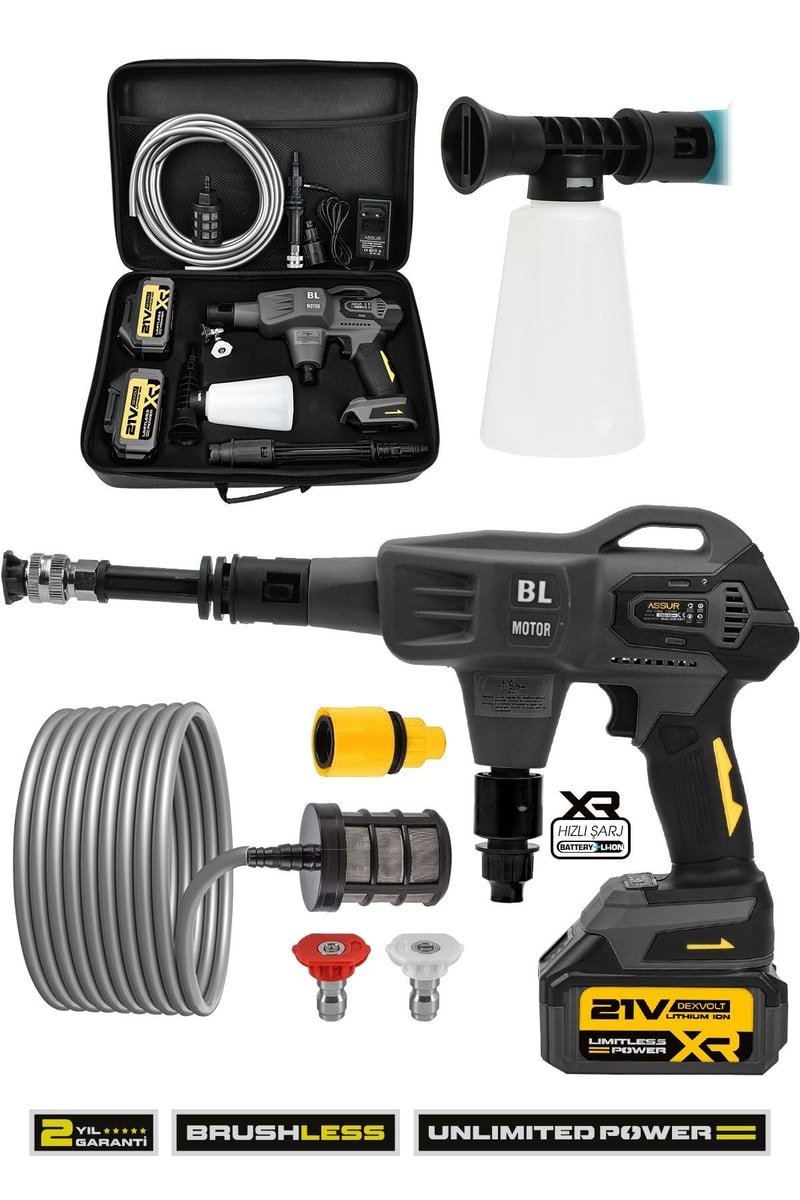 Assur 21V Yüksek Basınçlı Kömürsüz Motor Akülü Oto Araba Yıkama Makinesi Şarjlı
            
            
                (ASR412-02-48)